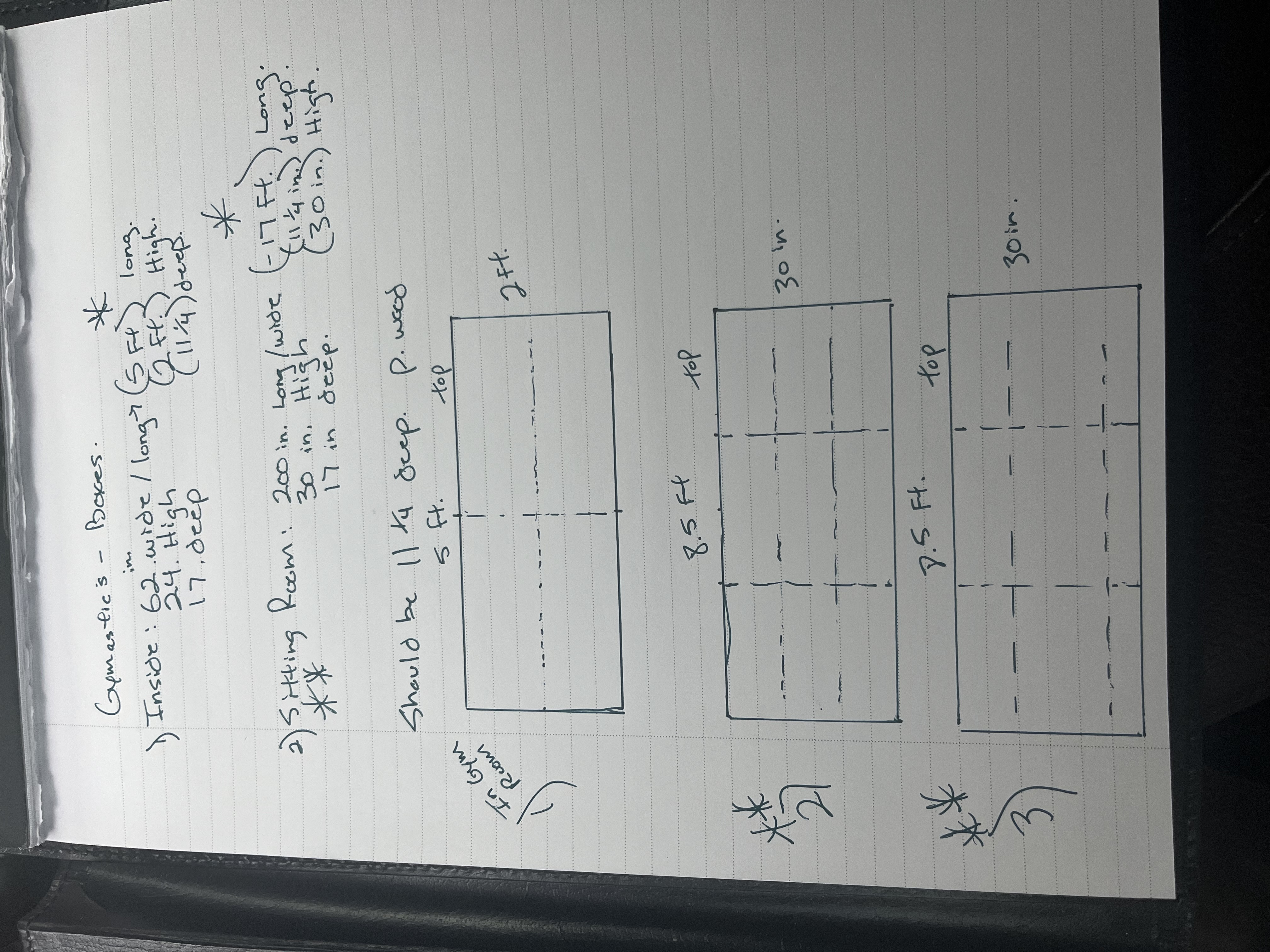 Hand-drawn planning sketch for a custom built-in shelving project