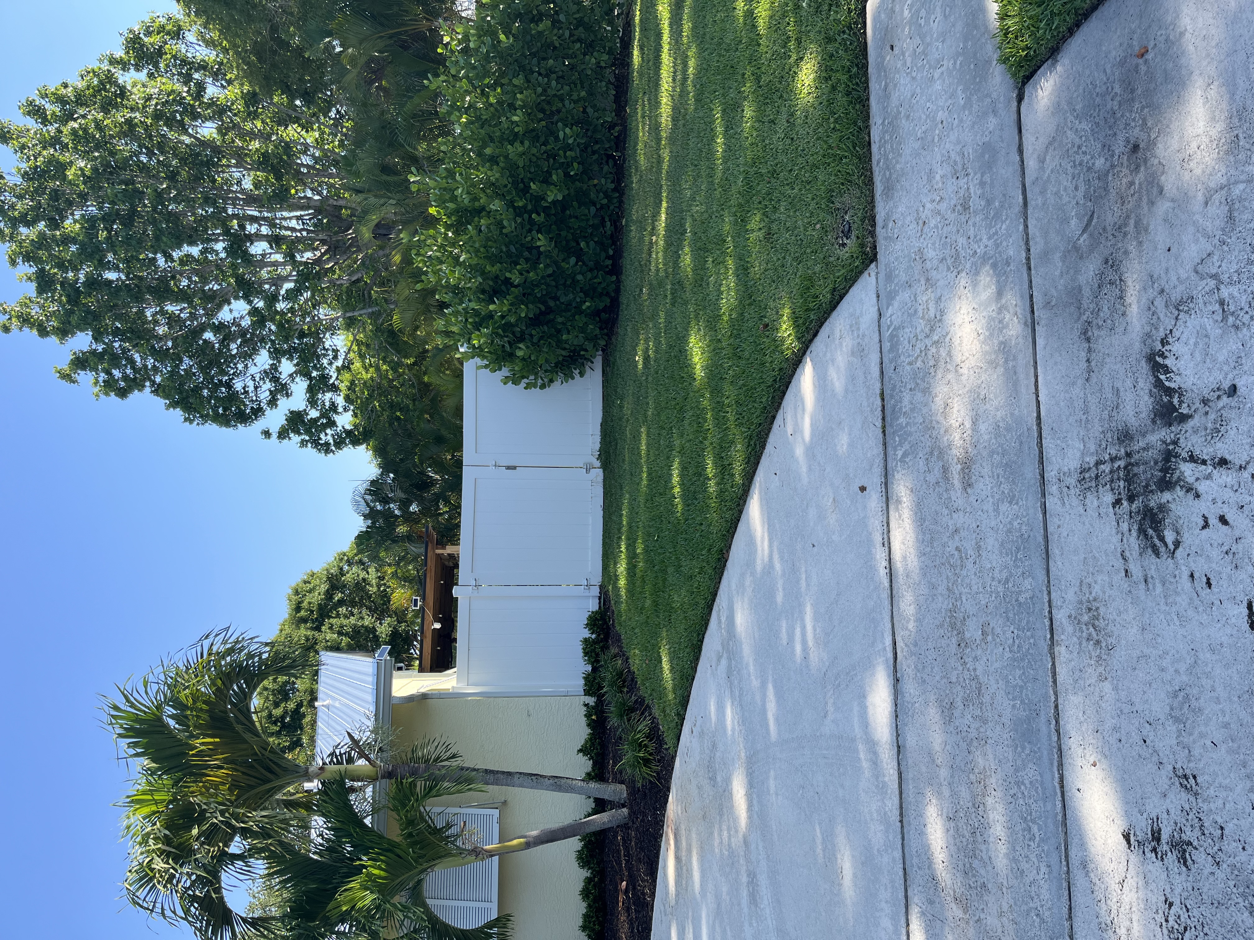 Original driveway and side yard area before the hardscape upgrade began