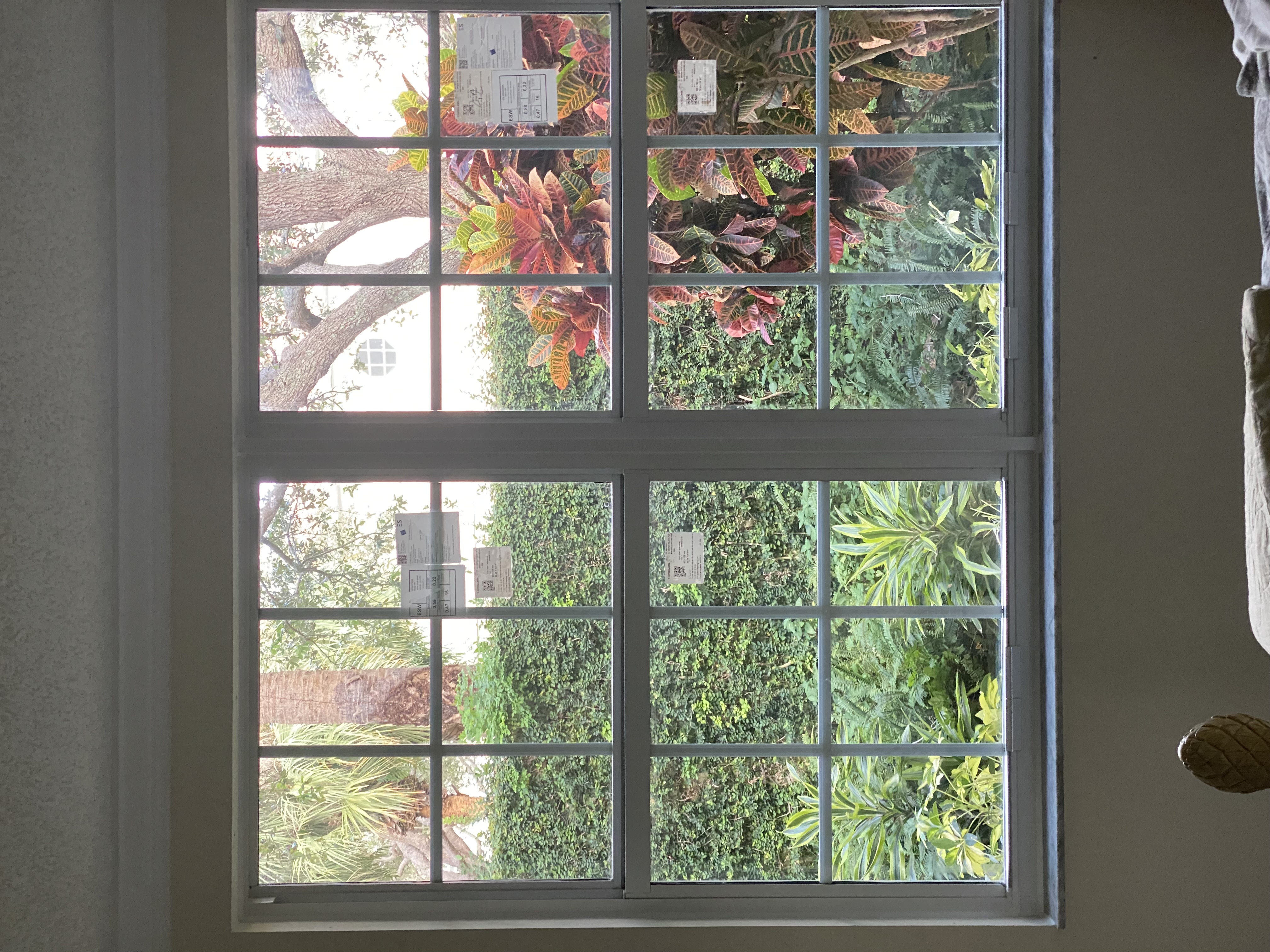 Finished multi-pane window installed and viewed from inside the room